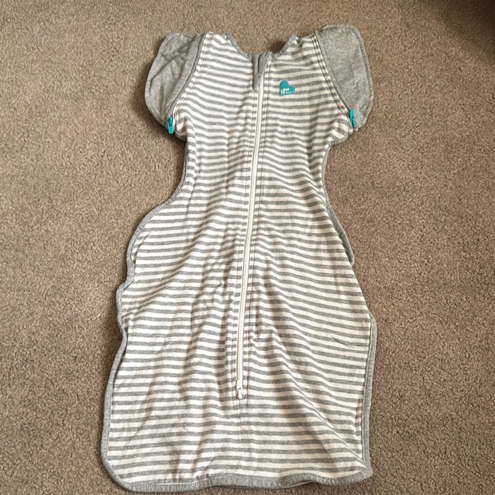 Gray and White Striped Transitional Baby Swaddle